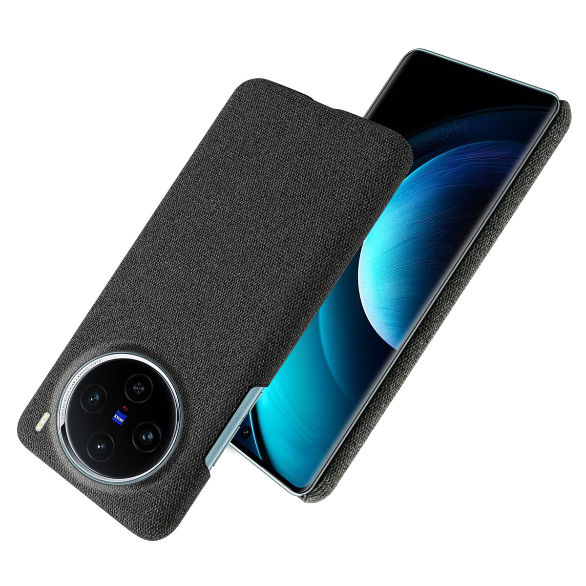 For vivo X100 5G Phone Case Cloth Texture Anti-slip Cover Solid Color - Black