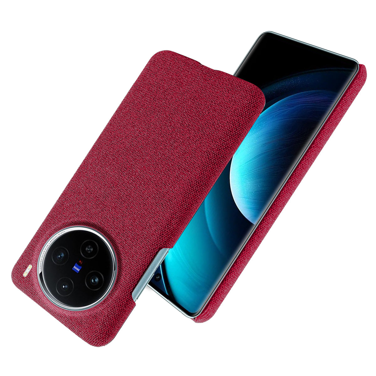 For vivo X100 5G Phone Case Cloth Texture Anti-slip Cover Solid Color - Red