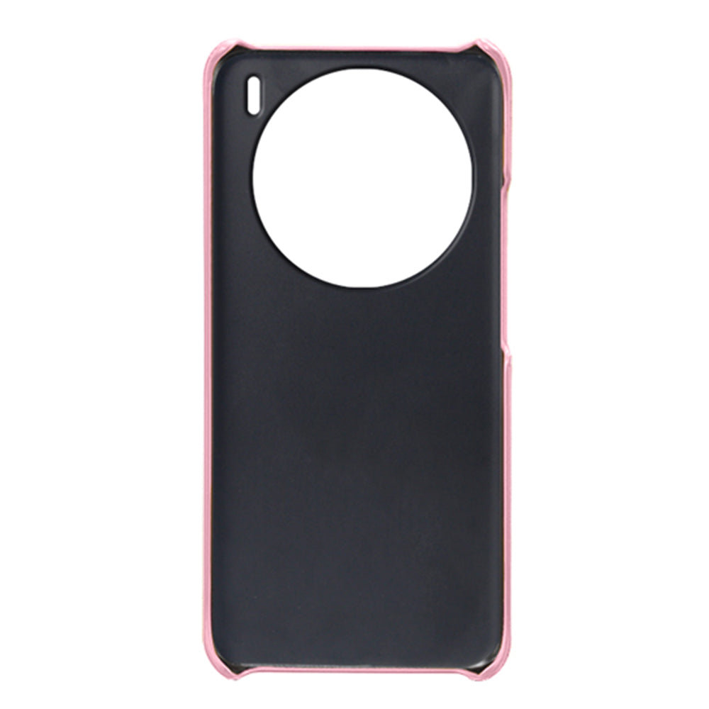 For vivo X100 5G Phone Case Leather Coated PC Cover with Dual Card Holder - Rose Gold