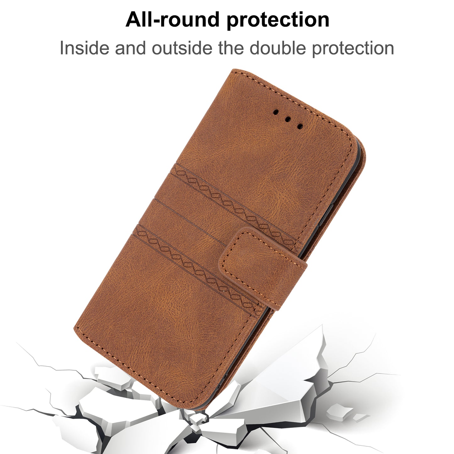 For Xiaomi Redmi Note 13 5G Case Anti-scratch Imprinted PU Leather Stand Phone Cover - Brown