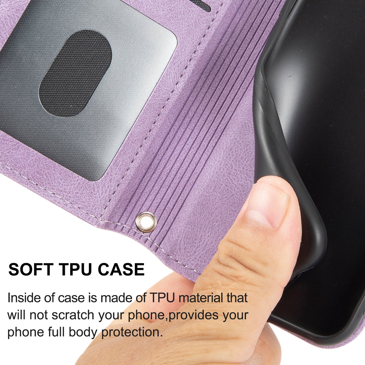 For Xiaomi Redmi Note 13 5G Case Anti-scratch Imprinted PU Leather Stand Phone Cover - Light Purple