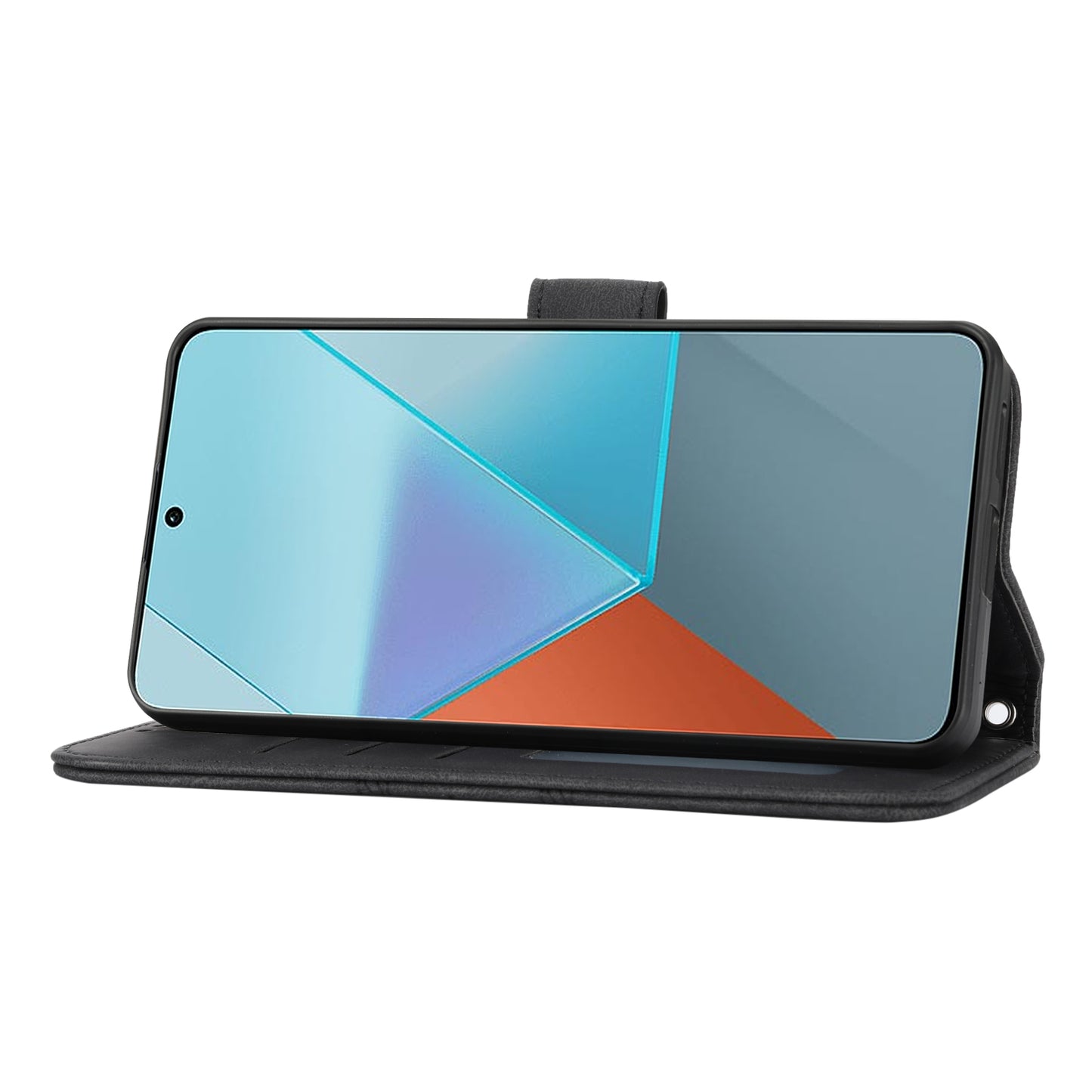 For Xiaomi Redmi Note 13 5G Case Anti-scratch Imprinted PU Leather Stand Phone Cover - Black