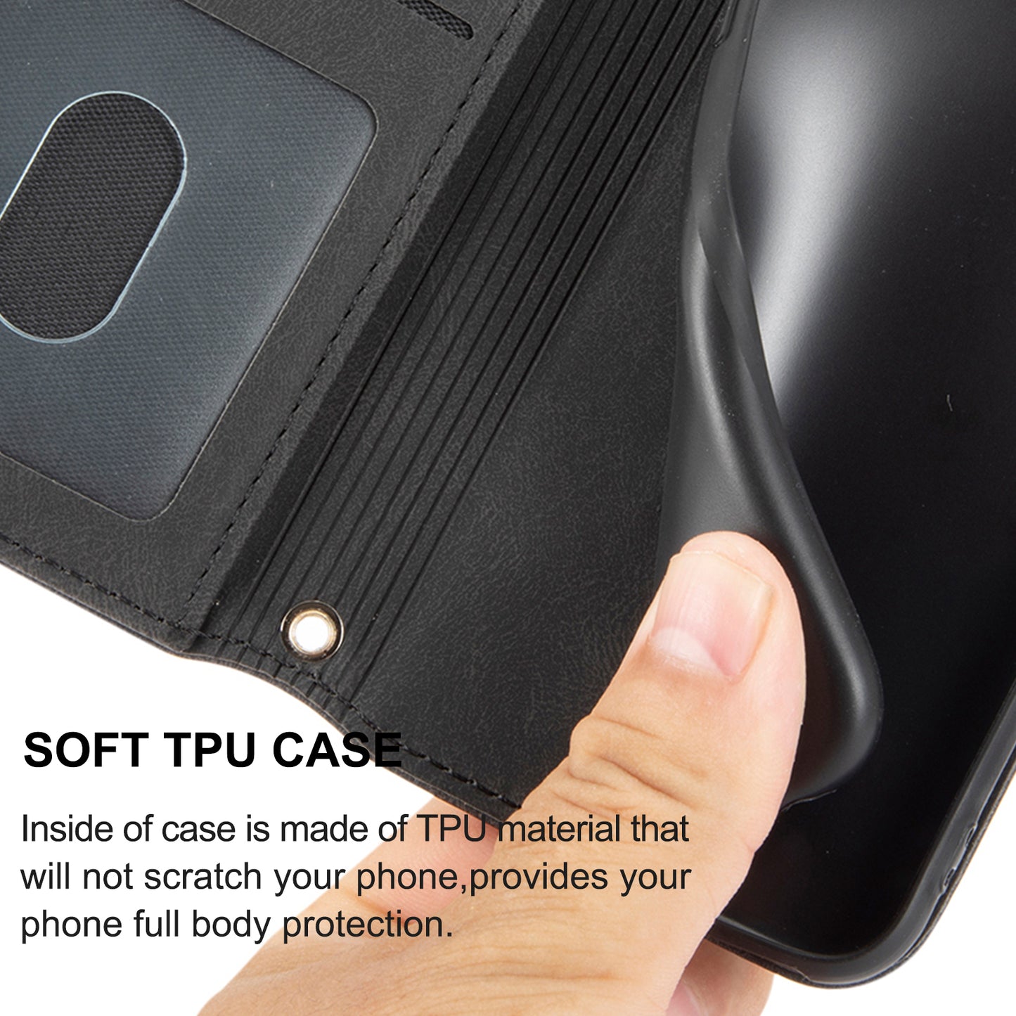 For Xiaomi Redmi Note 13 5G Case Anti-scratch Imprinted PU Leather Stand Phone Cover - Black