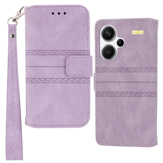 For Xiaomi Redmi Note 13 Pro+ 5G Case Soft PU Leather+TPU Imprinted Phone Cover - Light Purple