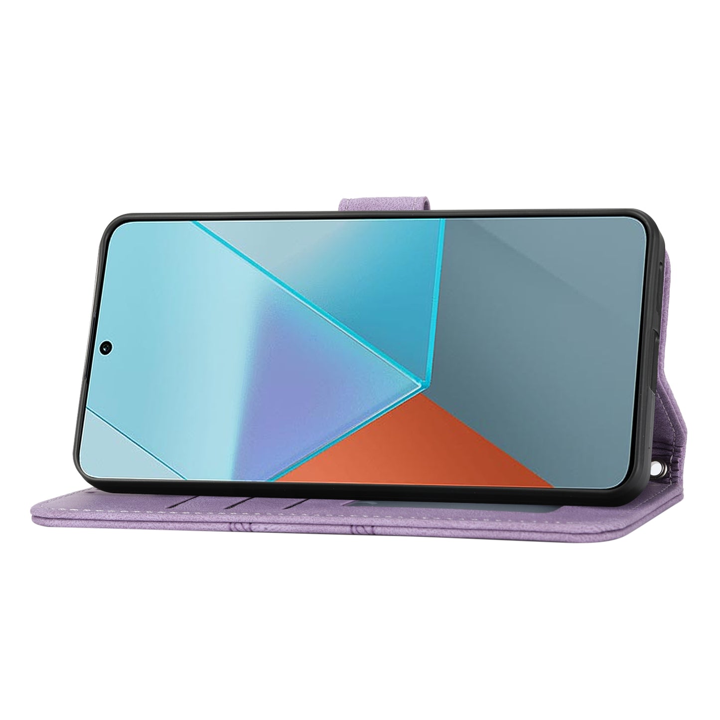 For Xiaomi Redmi Note 13 Pro 5G / Poco X6 5G Cover Soft PU Leather Imprinted Pattern Phone Case with Hand Strap - Light Purple