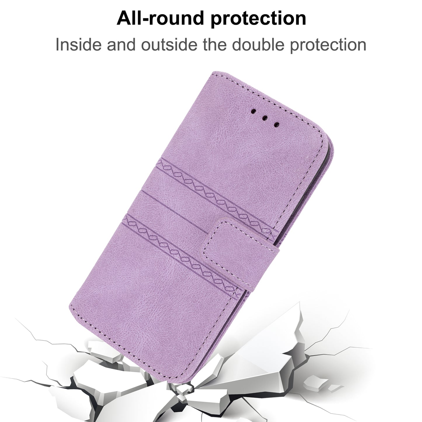 For Xiaomi Redmi Note 13 Pro 5G / Poco X6 5G Cover Soft PU Leather Imprinted Pattern Phone Case with Hand Strap - Light Purple
