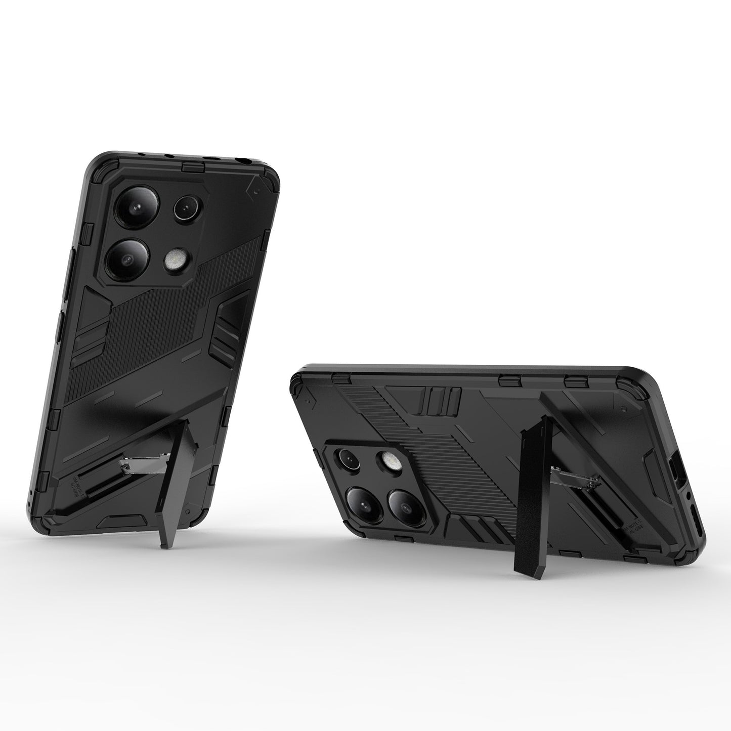 For Xiaomi Redmi Note 13 4G Phone Case Kickstand PC+TPU Drop-proof Back Shell - Black