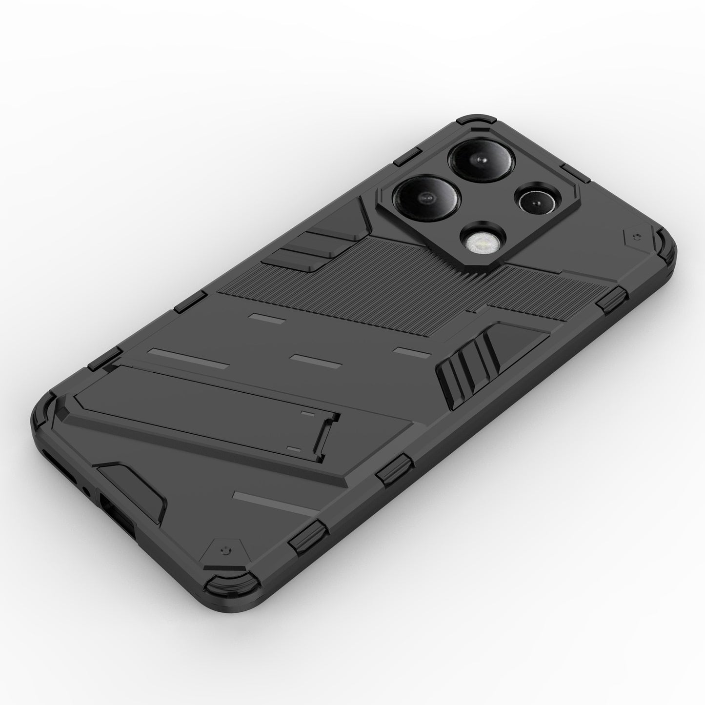 For Xiaomi Redmi Note 13 4G Phone Case Kickstand PC+TPU Drop-proof Back Shell - Black