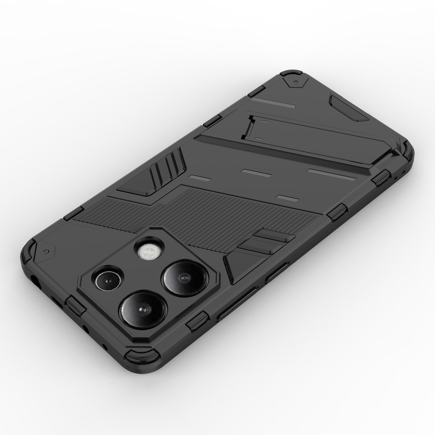 For Xiaomi Redmi Note 13 4G Phone Case Kickstand PC+TPU Drop-proof Back Shell - Black