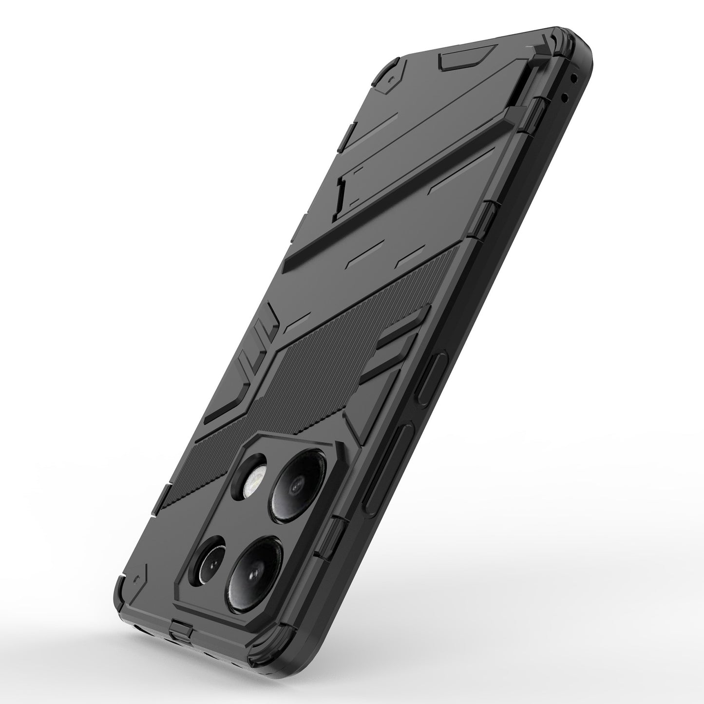 For Xiaomi Redmi Note 13 4G Phone Case Kickstand PC+TPU Drop-proof Back Shell - Black