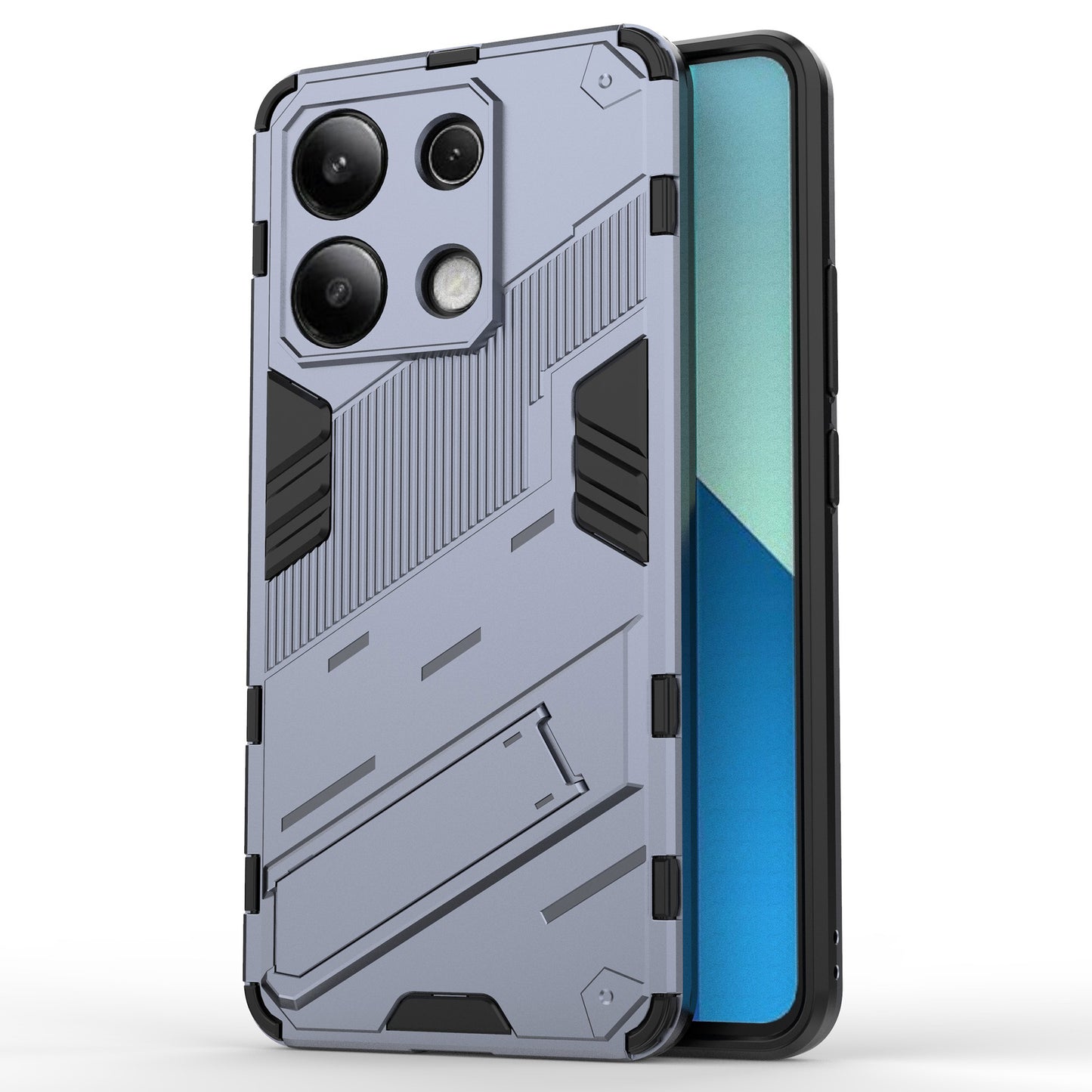 For Xiaomi Redmi Note 13 4G Phone Case Kickstand PC+TPU Drop-proof Back Shell - Dark Blue