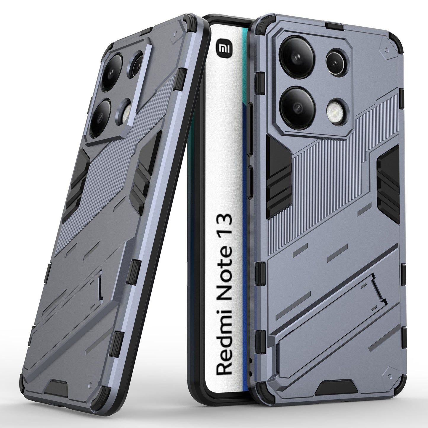 For Xiaomi Redmi Note 13 4G Phone Case Kickstand PC+TPU Drop-proof Back Shell - Dark Blue