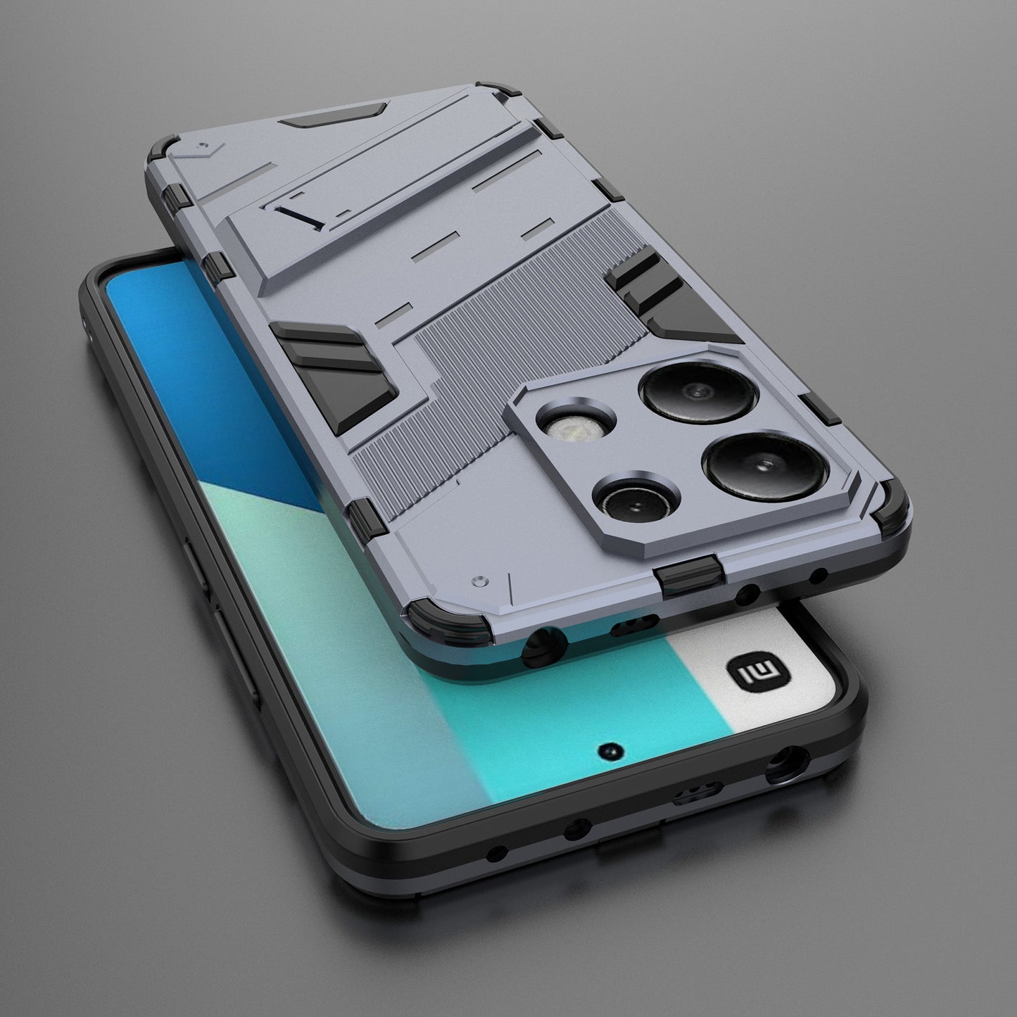 For Xiaomi Redmi Note 13 4G Phone Case Kickstand PC+TPU Drop-proof Back Shell - Dark Blue