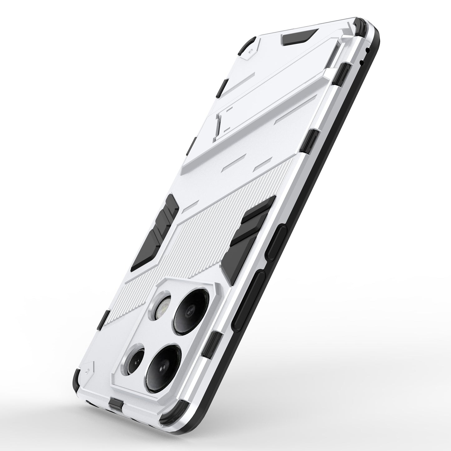 For Xiaomi Redmi Note 13 4G Phone Case Kickstand PC+TPU Drop-proof Back Shell - White