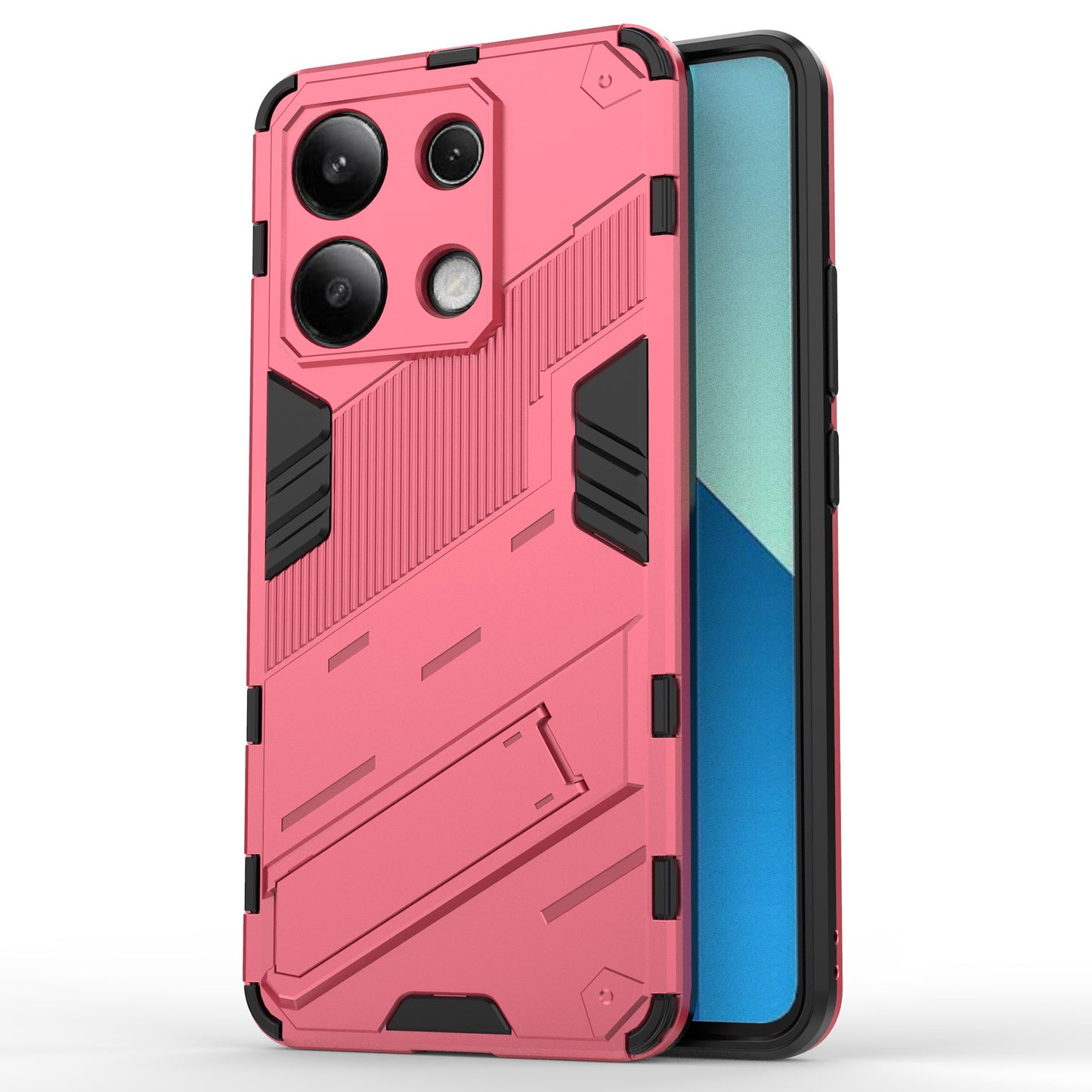 For Xiaomi Redmi Note 13 4G Phone Case Kickstand PC+TPU Drop-proof Back Shell - Rose