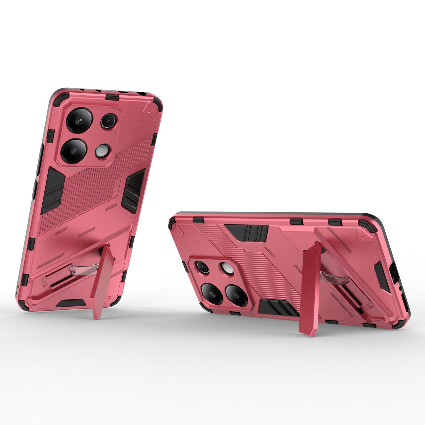 For Xiaomi Redmi Note 13 4G Phone Case Kickstand PC+TPU Drop-proof Back Shell - Rose
