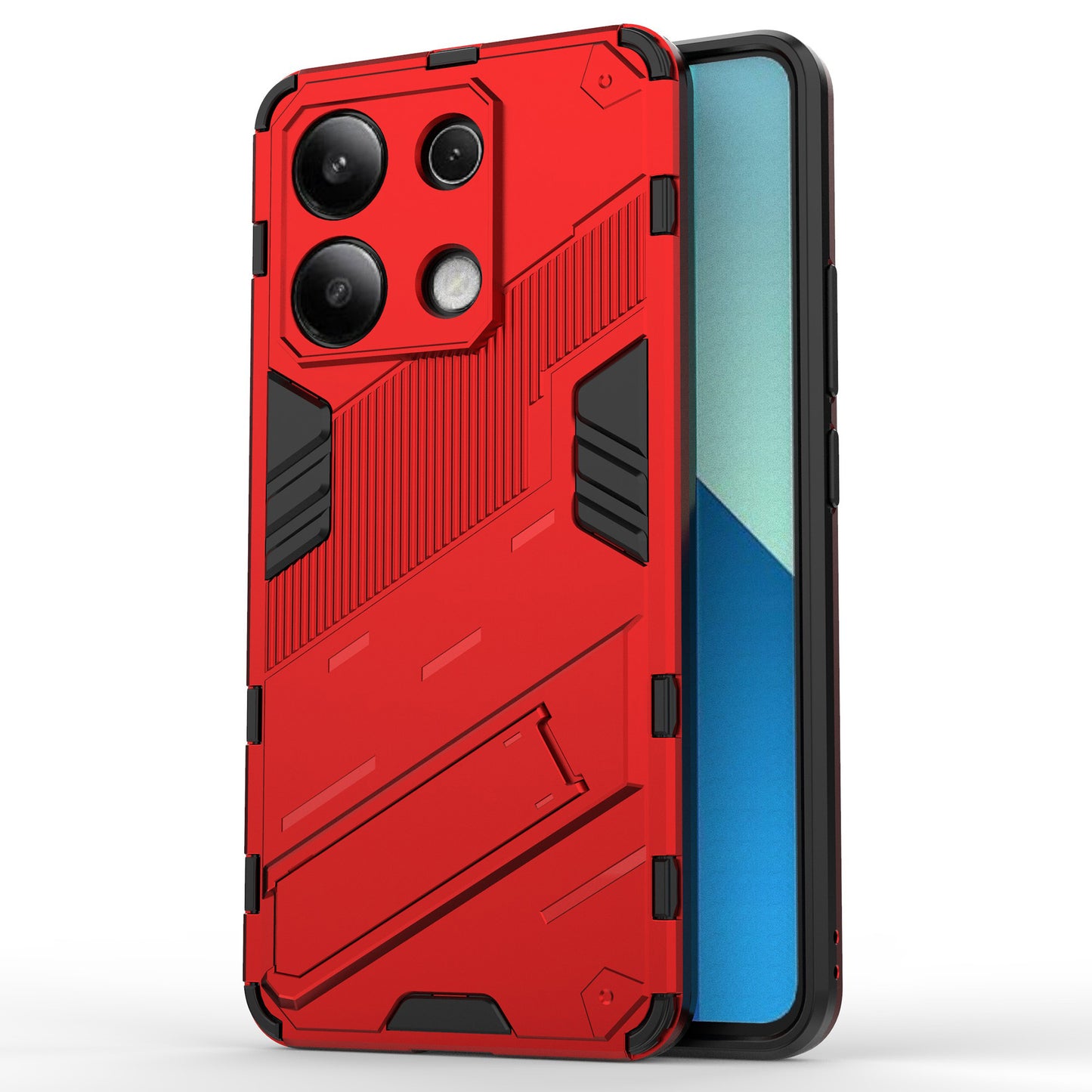 For Xiaomi Redmi Note 13 4G Phone Case Kickstand PC+TPU Drop-proof Back Shell - Red