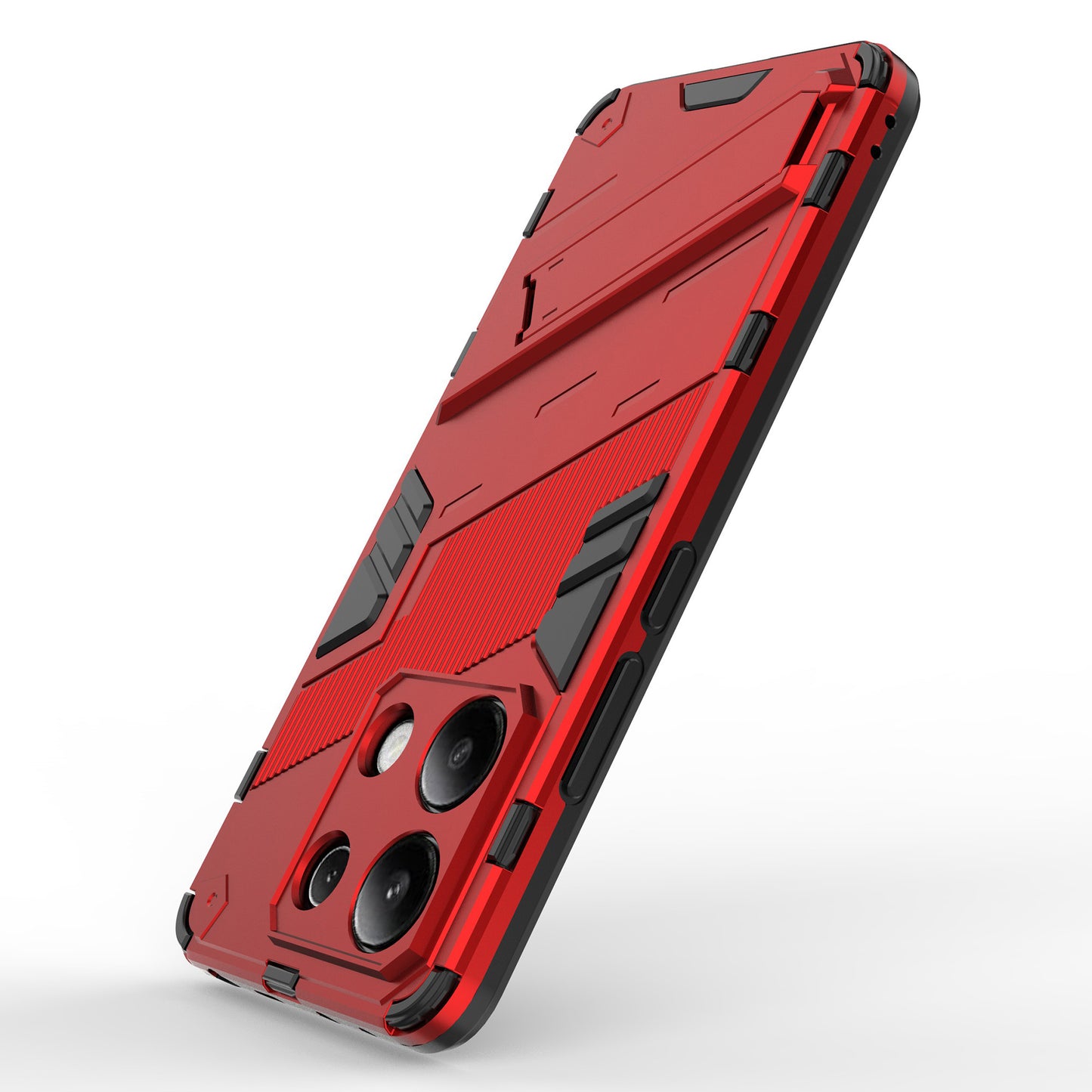 For Xiaomi Redmi Note 13 4G Phone Case Kickstand PC+TPU Drop-proof Back Shell - Red