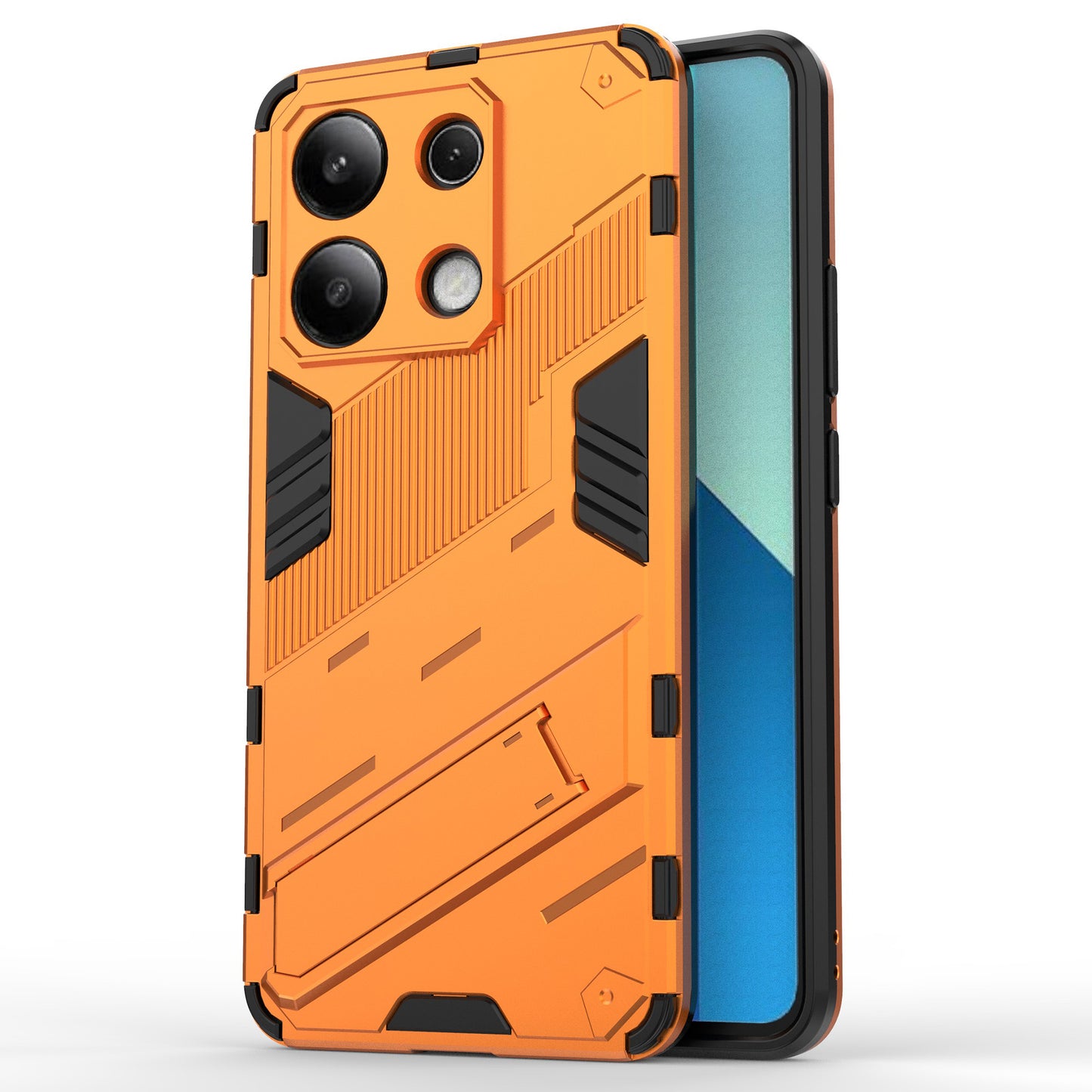 For Xiaomi Redmi Note 13 4G Phone Case Kickstand PC+TPU Drop-proof Back Shell - Orange