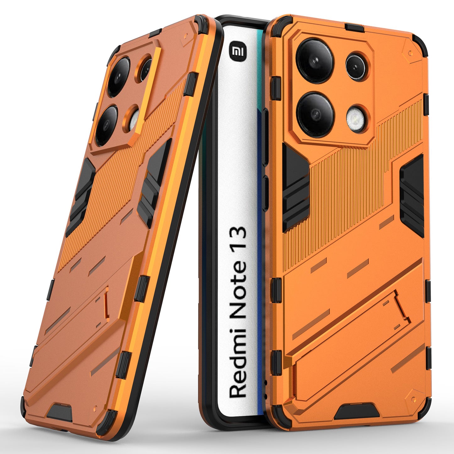 For Xiaomi Redmi Note 13 4G Phone Case Kickstand PC+TPU Drop-proof Back Shell - Orange