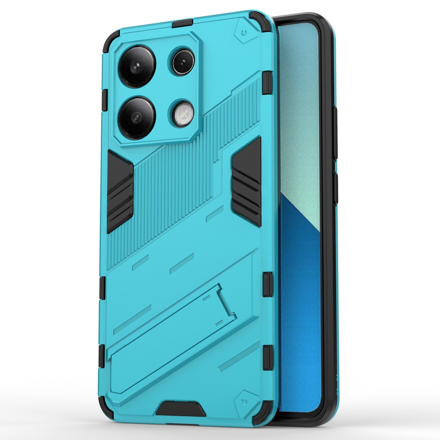 For Xiaomi Redmi Note 13 4G Phone Case Kickstand PC+TPU Drop-proof Back Shell - Baby Blue