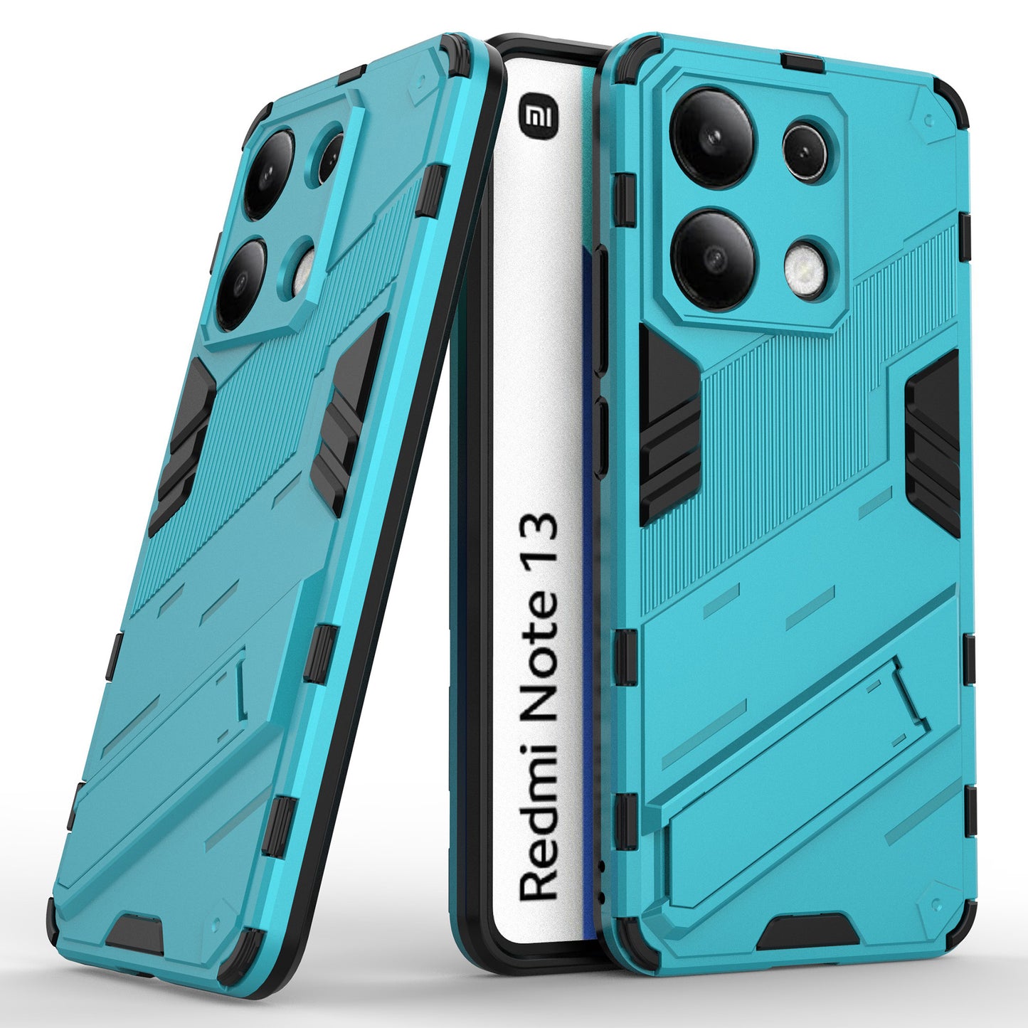 For Xiaomi Redmi Note 13 4G Phone Case Kickstand PC+TPU Drop-proof Back Shell - Baby Blue