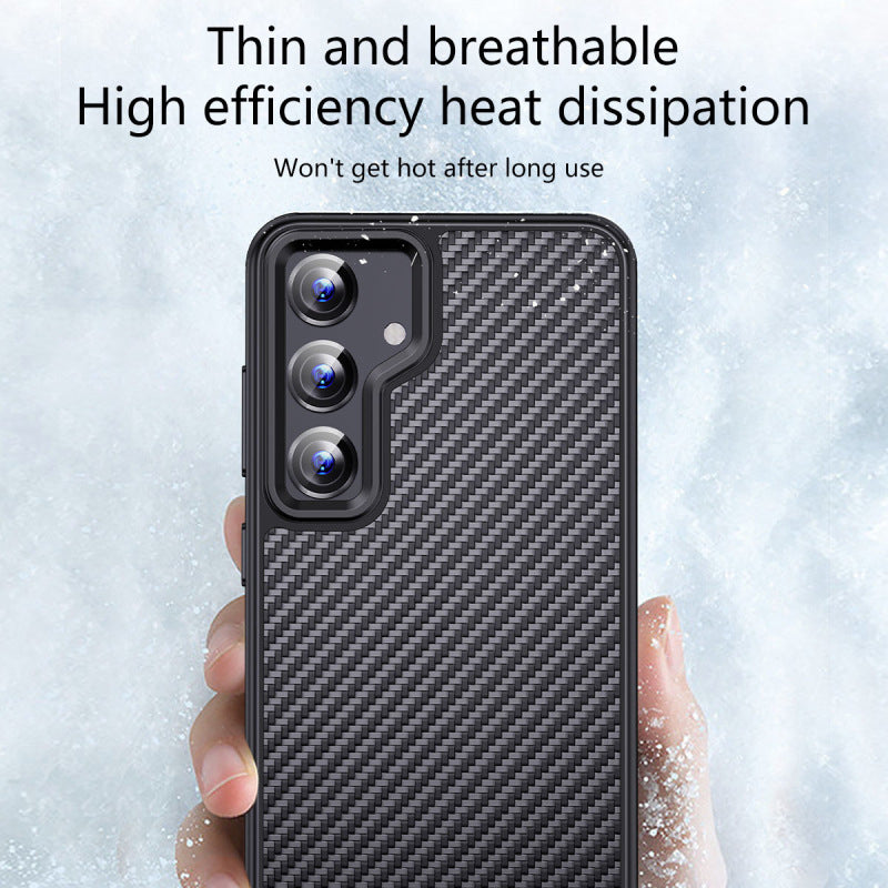 For Samsung Galaxy S24 Magnetic Case Kevlar Fiber TPU Carbon Fiber Texture Protective Cover