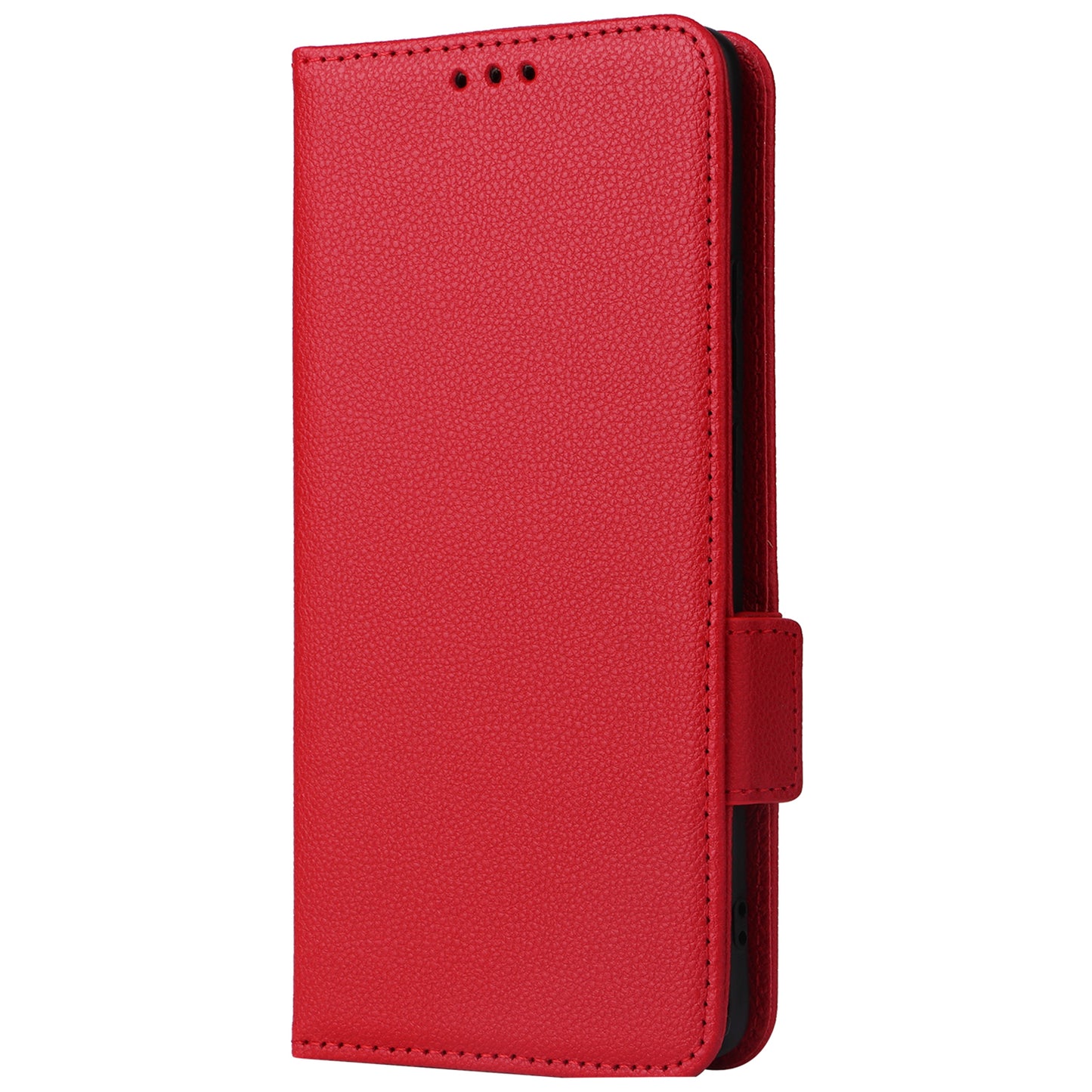 For vivo X100 Pro 5G  Case Card Slots Shockproof Phone Cover with Litchi Texture - Red