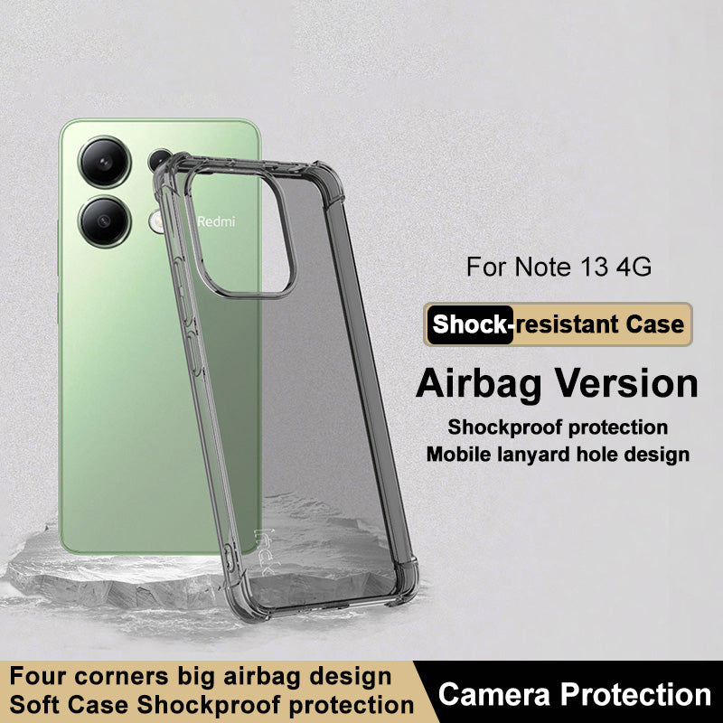 IMAK For Xiaomi Redmi Note 13 4G Back Case Scratch-proof TPU Phone Cover - Transparent Black
