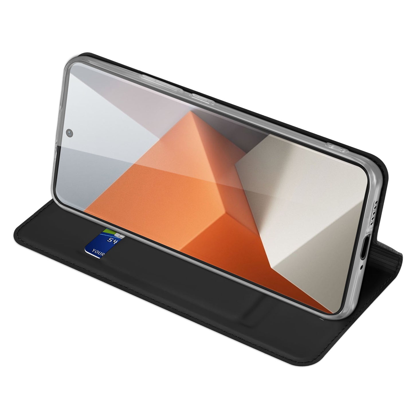DUX DUCIS Skin Pro Series For Xiaomi Redmi Note 13 Pro+ 5G Magnetic Phone Case Leather Card Slot Cover - Black