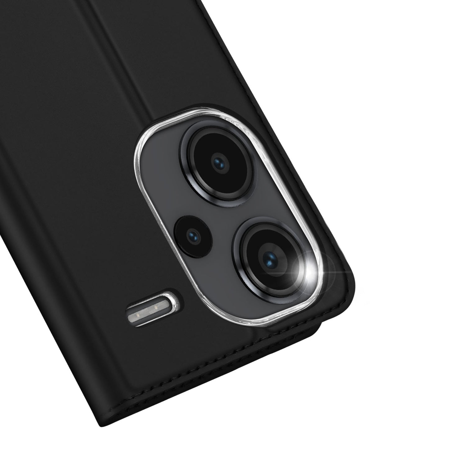 DUX DUCIS Skin Pro Series For Xiaomi Redmi Note 13 Pro+ 5G Magnetic Phone Case Leather Card Slot Cover - Black