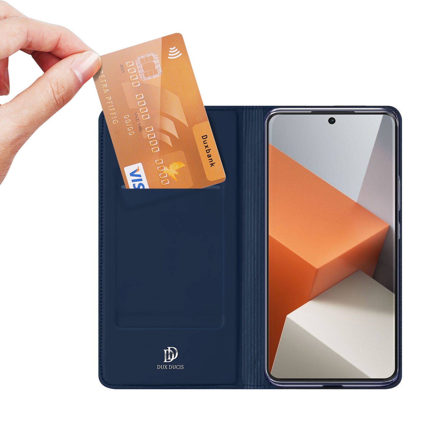 DUX DUCIS Skin Pro Series For Xiaomi Redmi Note 13 Pro+ 5G Magnetic Phone Case Leather Card Slot Cover - Blue