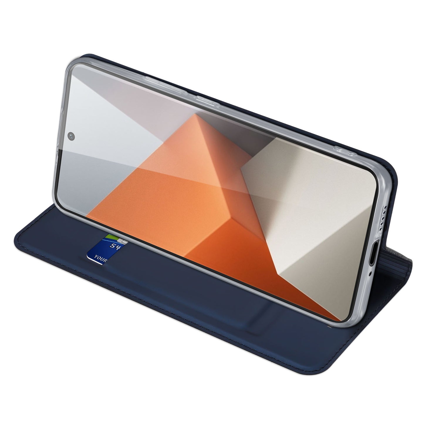 DUX DUCIS Skin Pro Series For Xiaomi Redmi Note 13 Pro+ 5G Magnetic Phone Case Leather Card Slot Cover - Blue