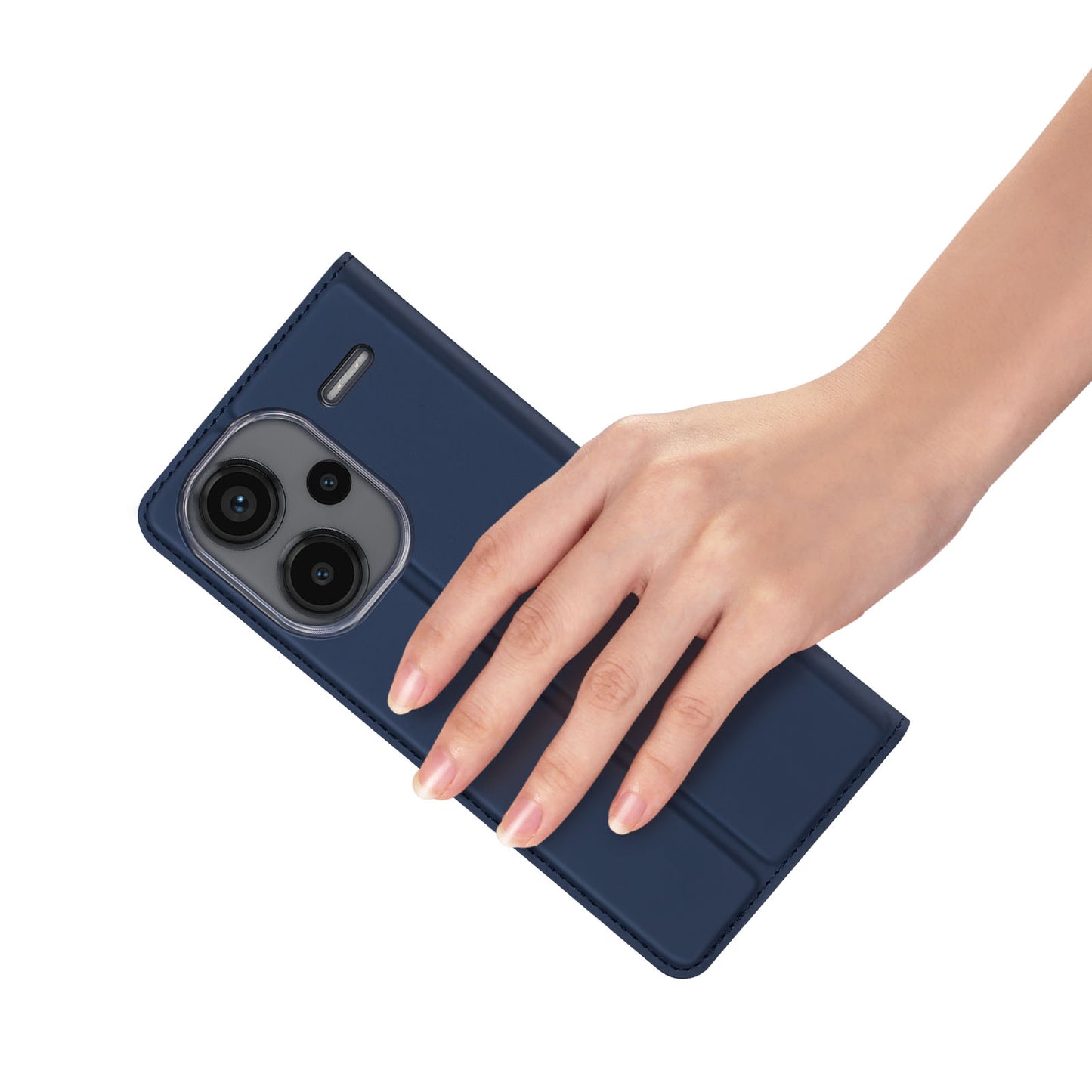 DUX DUCIS Skin Pro Series For Xiaomi Redmi Note 13 Pro+ 5G Magnetic Phone Case Leather Card Slot Cover - Blue