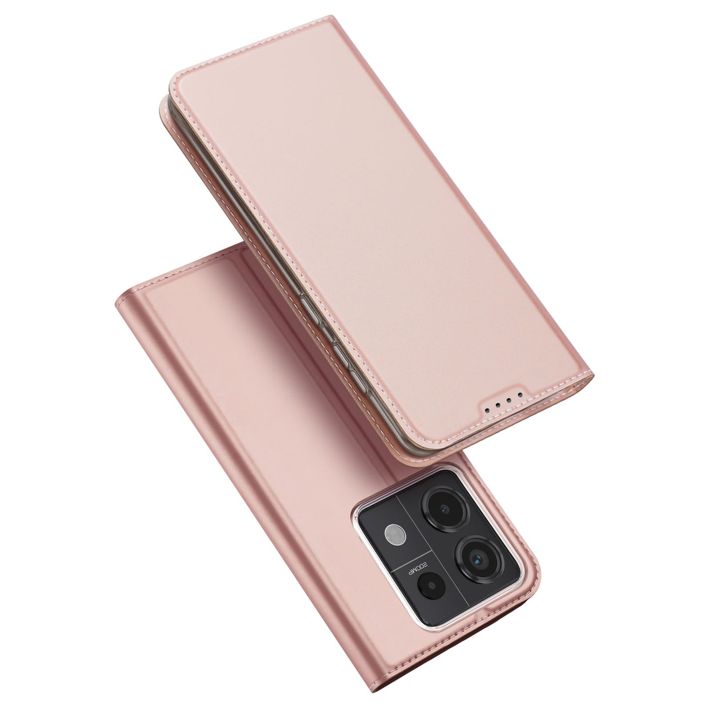 DUX DUCIS Skin Pro Series For Xiaomi Redmi Note 13 Pro 5G / Poco X6 5G Case Leather Flip Stand Card Holder Cover - Pink