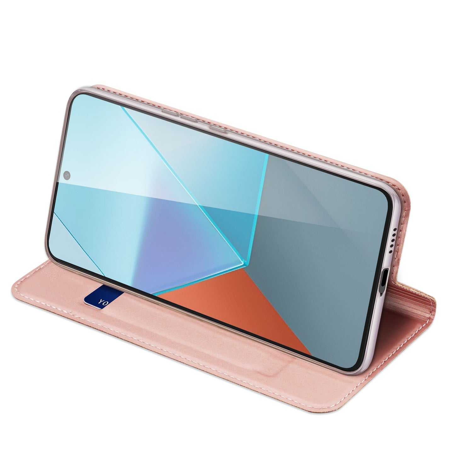 DUX DUCIS Skin Pro Series For Xiaomi Redmi Note 13 Pro 5G / Poco X6 5G Case Leather Flip Stand Card Holder Cover - Pink