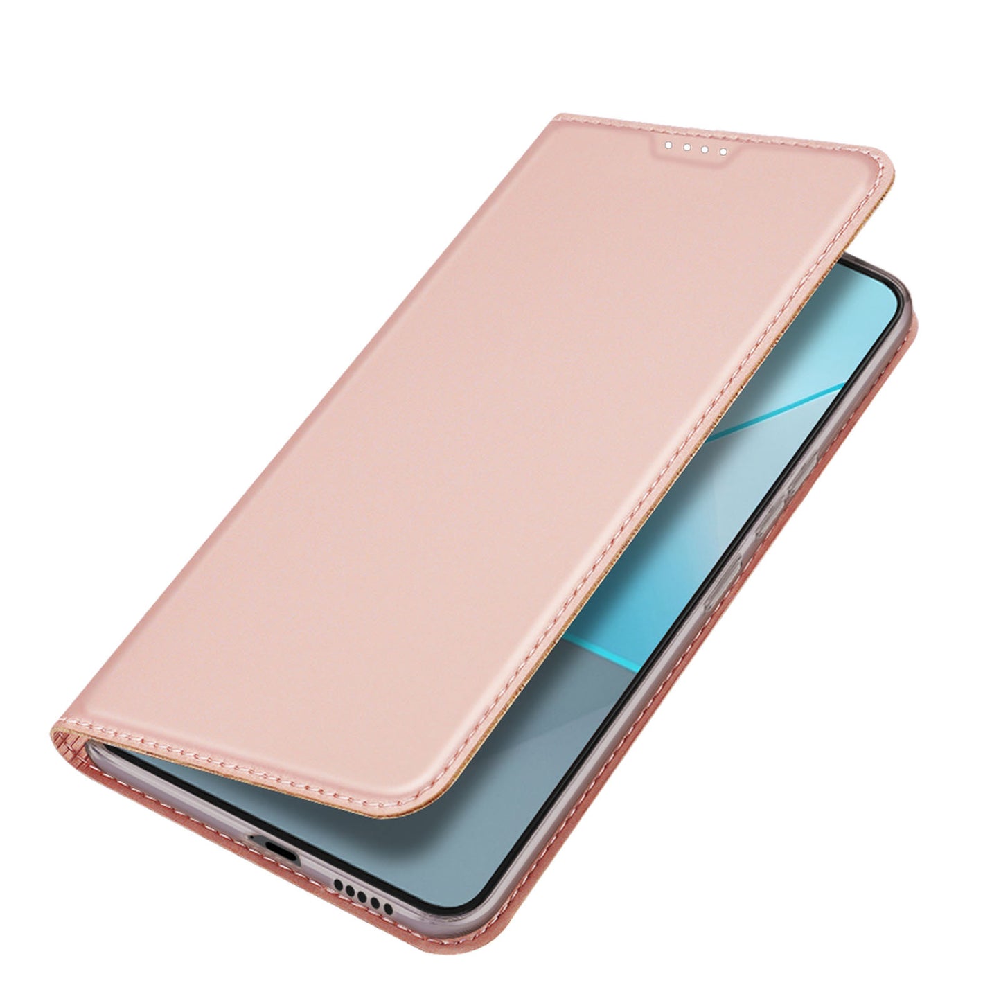 DUX DUCIS Skin Pro Series For Xiaomi Redmi Note 13 Pro 5G / Poco X6 5G Case Leather Flip Stand Card Holder Cover - Pink