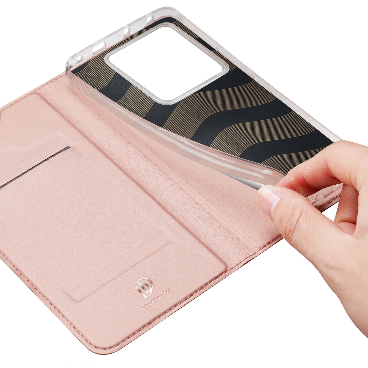 DUX DUCIS Skin Pro Series For Xiaomi Redmi Note 13 Pro 5G / Poco X6 5G Case Leather Flip Stand Card Holder Cover - Pink