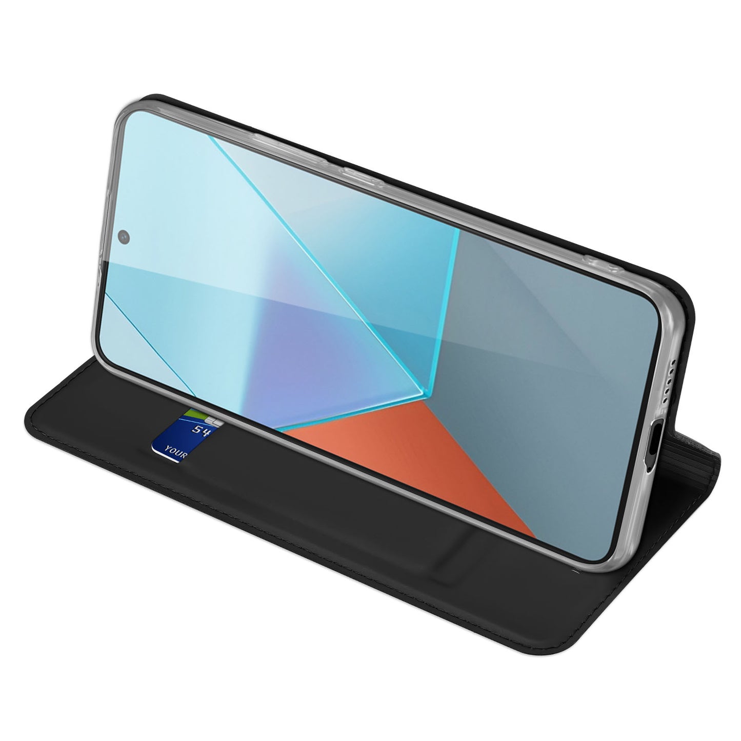 DUX DUCIS Skin Pro Series For Xiaomi Redmi Note 13 Pro 5G / Poco X6 5G Case Leather Flip Stand Card Holder Cover - Black