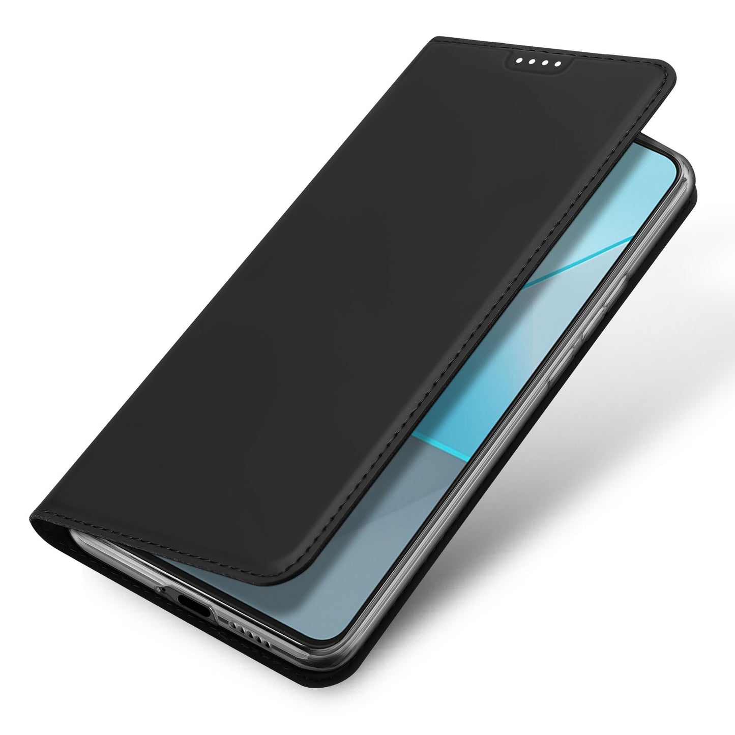 DUX DUCIS Skin Pro Series For Xiaomi Redmi Note 13 Pro 5G / Poco X6 5G Case Leather Flip Stand Card Holder Cover - Black