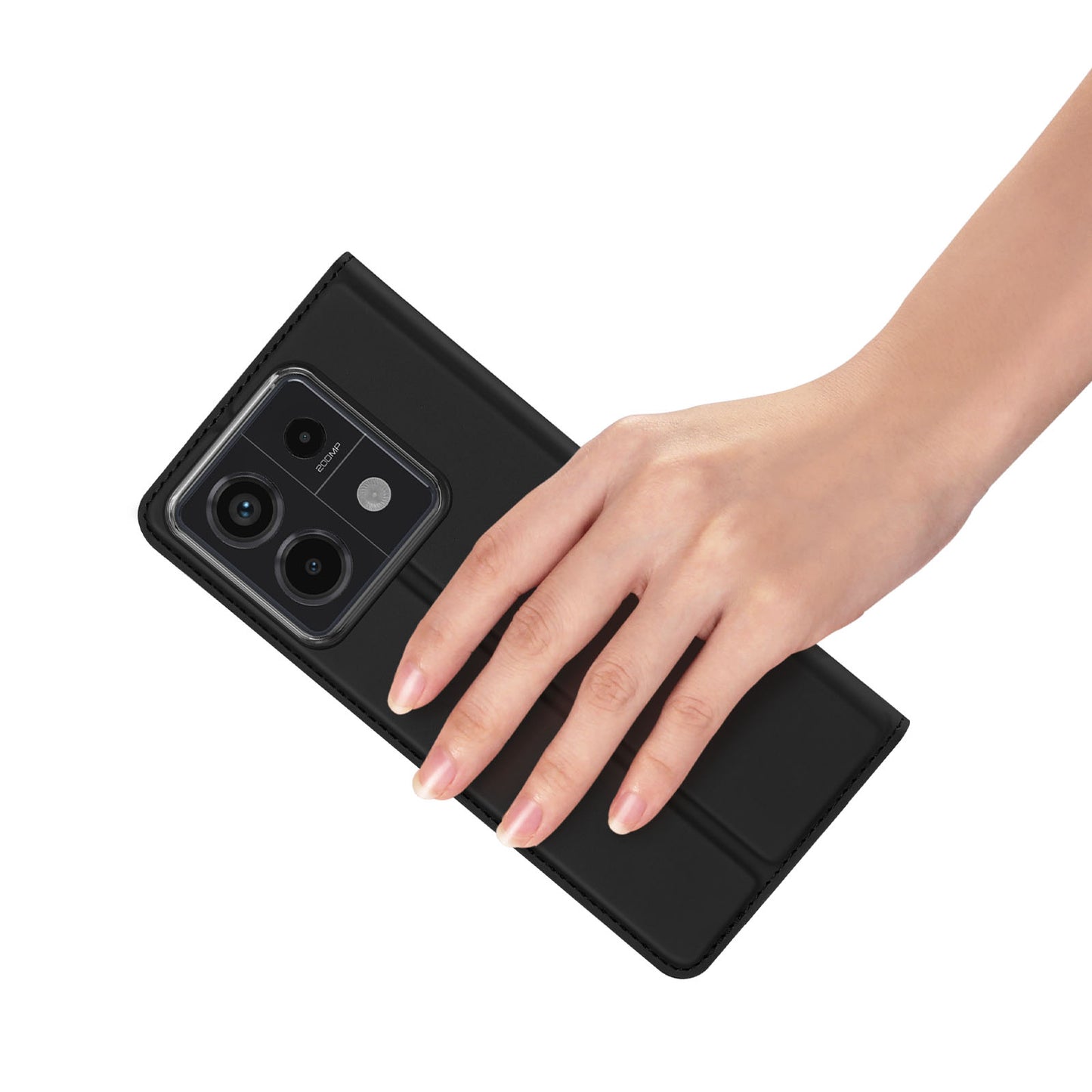 DUX DUCIS Skin Pro Series For Xiaomi Redmi Note 13 Pro 5G / Poco X6 5G Case Leather Flip Stand Card Holder Cover - Black