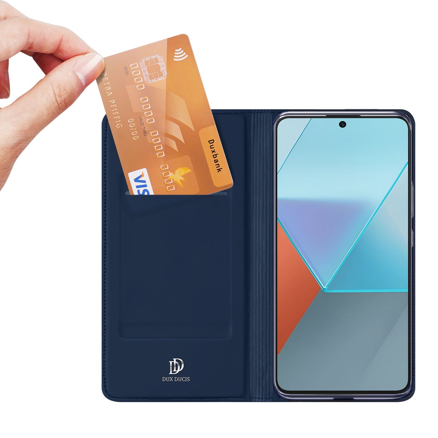 DUX DUCIS Skin Pro Series For Xiaomi Redmi Note 13 Pro 5G / Poco X6 5G Case Leather Flip Stand Card Holder Cover - Blue