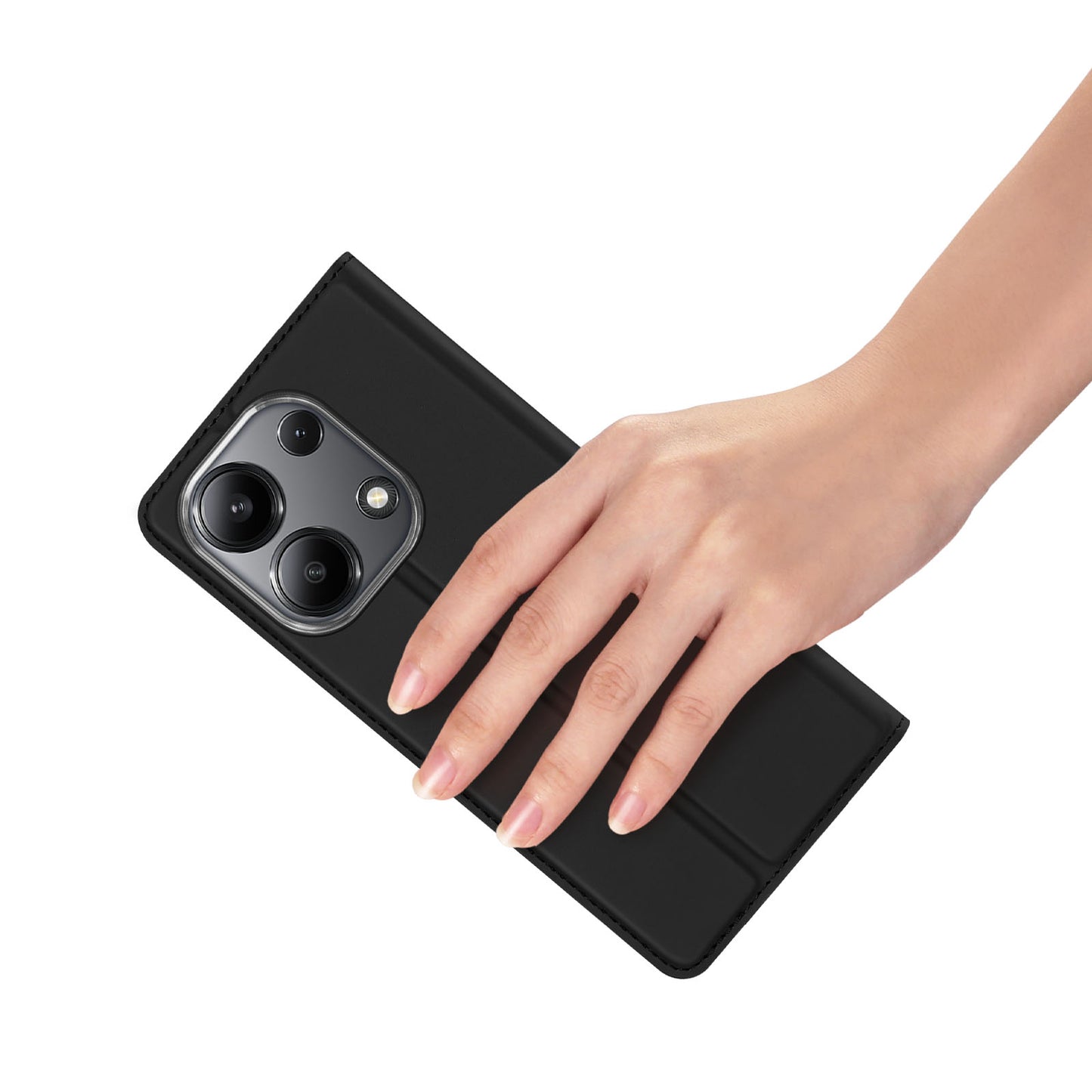 DUX DUCIS Skin Pro Series For Xiaomi Redmi Note 13 4G Case Magnetic Card Slot Phone Protector - Black