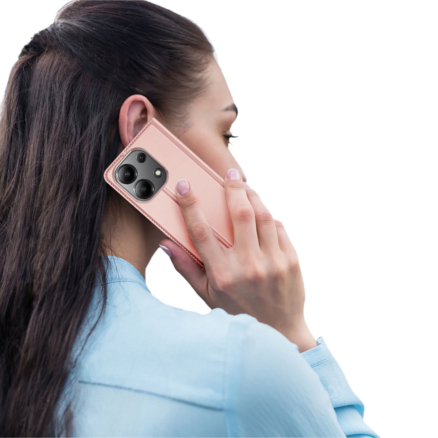 DUX DUCIS Skin Pro Series For Xiaomi Redmi Note 13 4G Case Magnetic Card Slot Phone Protector - Pink