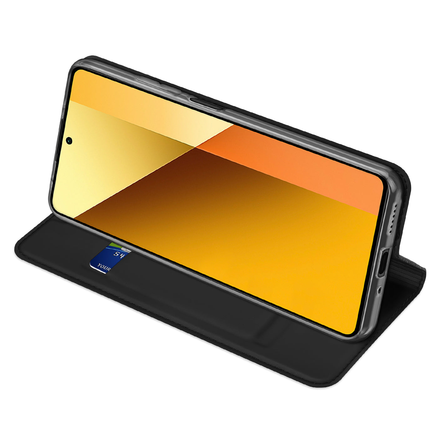 DUX DUCIS Skin Pro Series For Xiaomi Redmi Note 13 5G Cell Phone Case Card Slots PU Leather Cover - Black