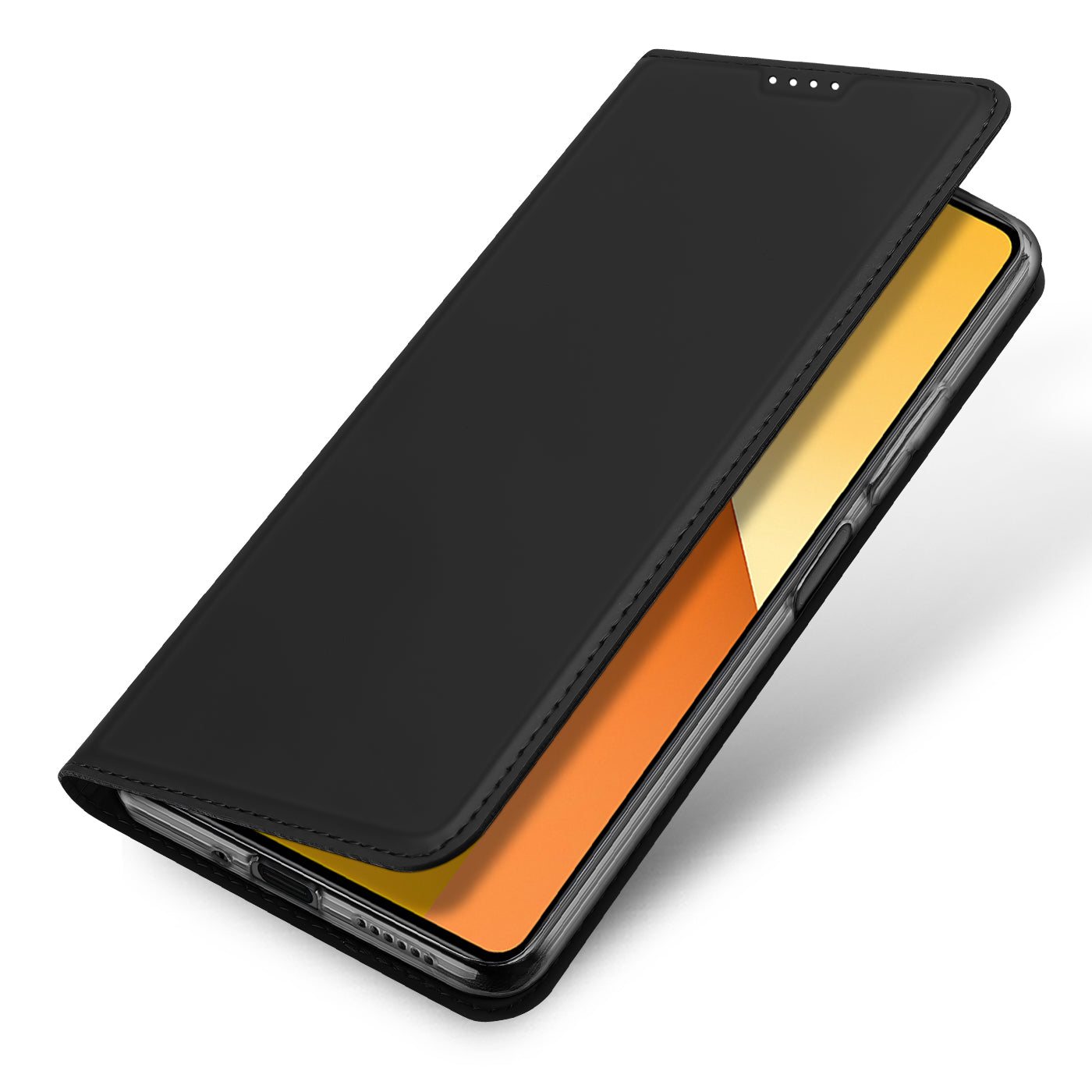 DUX DUCIS Skin Pro Series For Xiaomi Redmi Note 13 5G Cell Phone Case Card Slots PU Leather Cover - Black