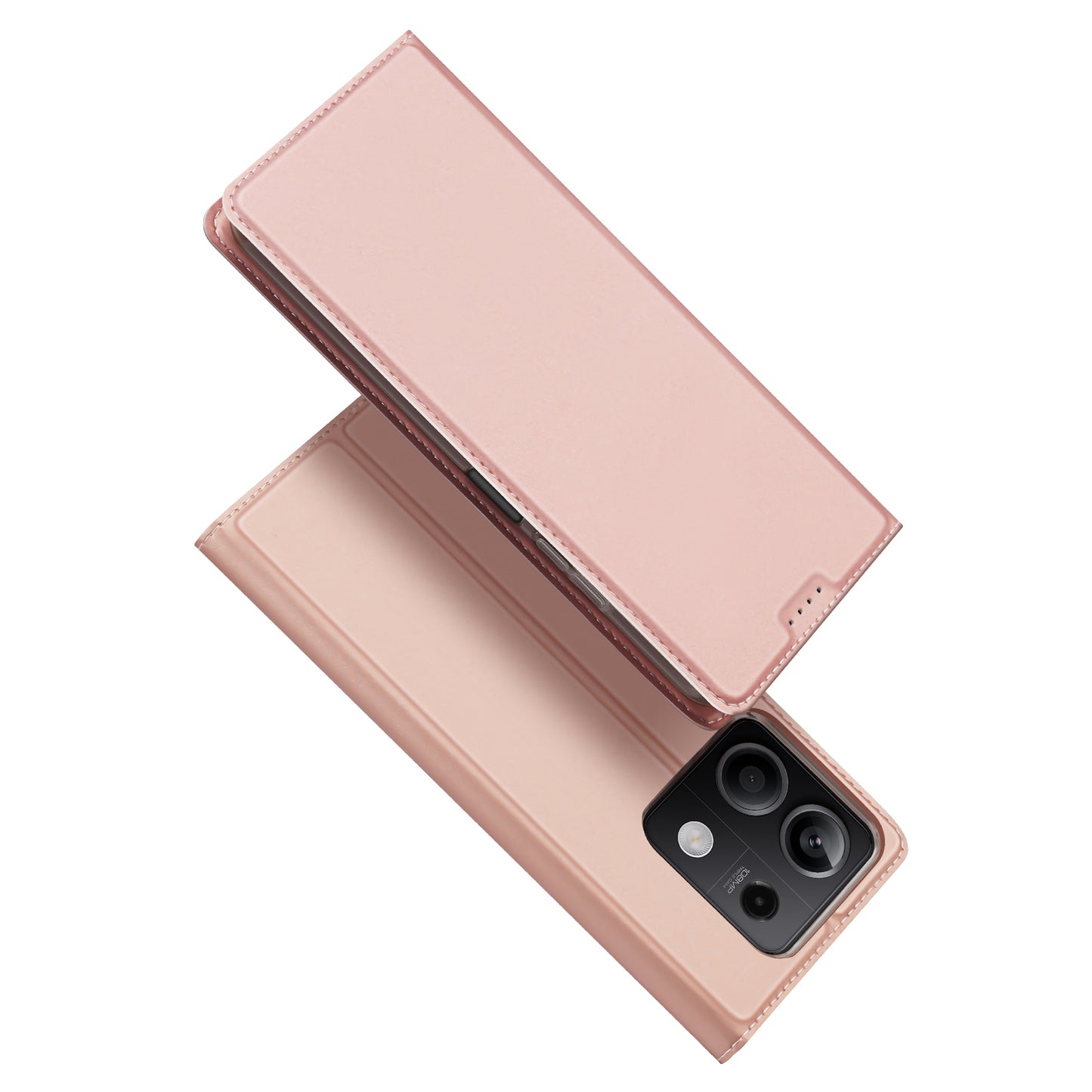DUX DUCIS Skin Pro Series For Xiaomi Redmi Note 13 5G Cell Phone Case Card Slots PU Leather Cover - Pink