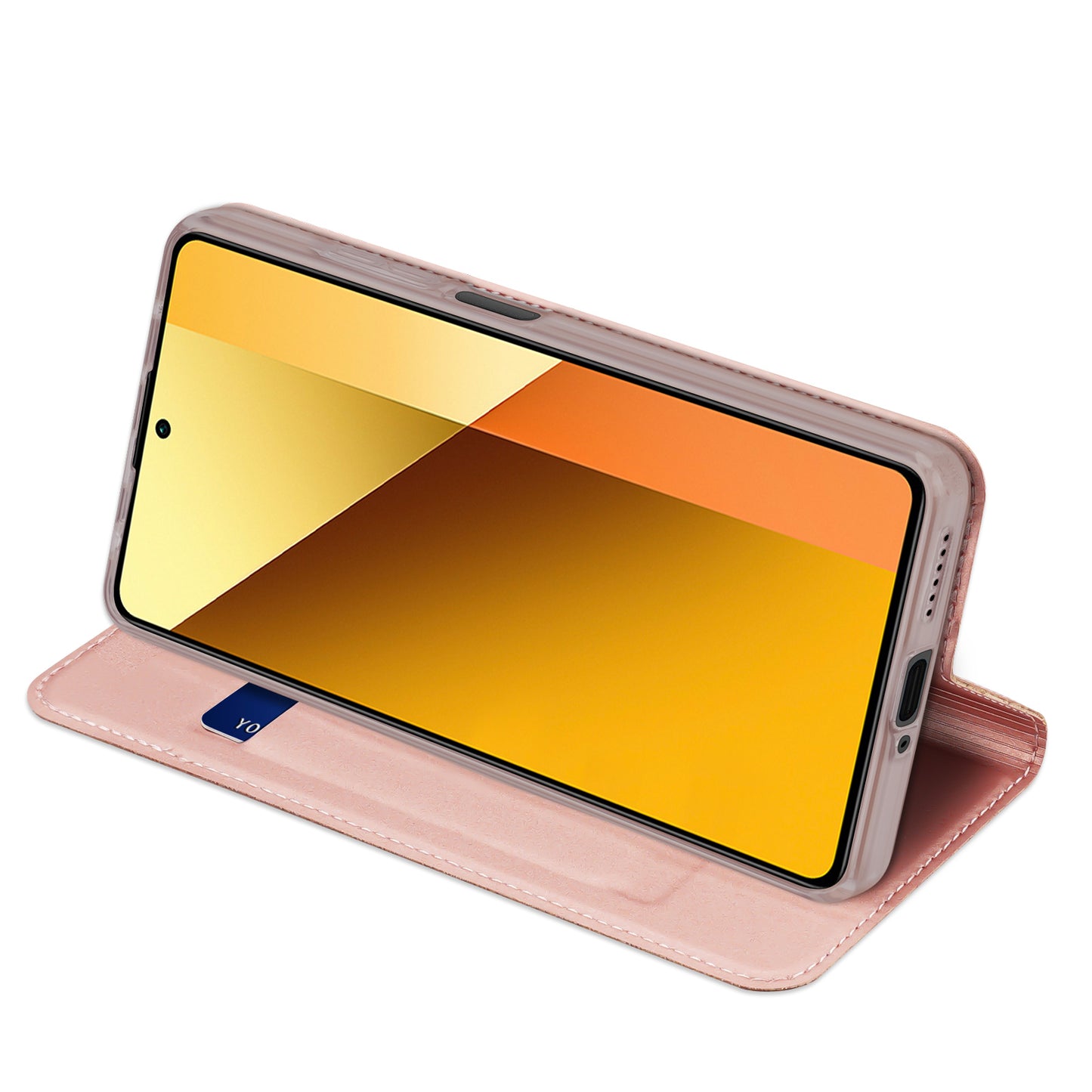 DUX DUCIS Skin Pro Series For Xiaomi Redmi Note 13 5G Cell Phone Case Card Slots PU Leather Cover - Pink