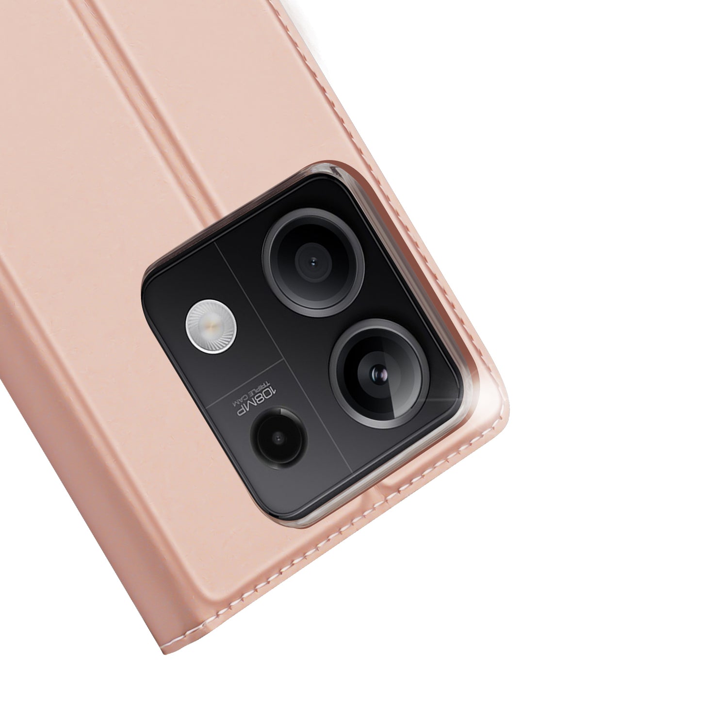 DUX DUCIS Skin Pro Series For Xiaomi Redmi Note 13 5G Cell Phone Case Card Slots PU Leather Cover - Pink