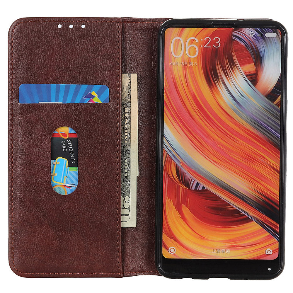 For Xiaomi Redmi Note 13 Pro 4G / Poco M6 Pro 4G Case Split Leather Stand Phone Cover - Brown